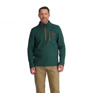 Spyder Bandit Half Zip Fleecejackor Herr Grå Gröna | 80257FLWN