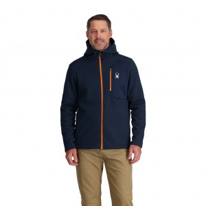 Spyder Bandit Hooded Fleecejackor Herr Marinblå | 41827VOEX