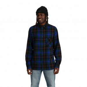Spyder Elevation Flannel T-Shirt Herr Blå | 04256QZAB