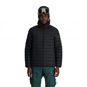 Spyder Sanction Hooded Dunjackor Herr Svarta | 51036YGCJ