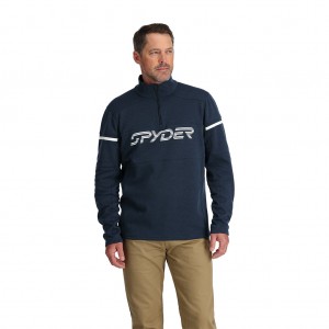 Spyder Speed Fleece Half Zip Fleecejackor Herr Marinblå | 09328PVMJ